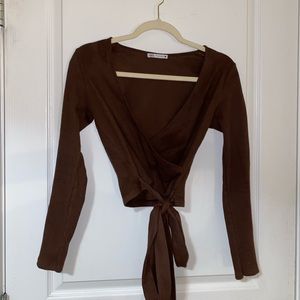 Brown wrap top - zara